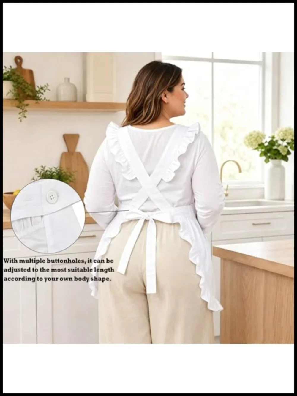 Retro Cotton Kitchen Apron with Cross Back Ties and Pockets